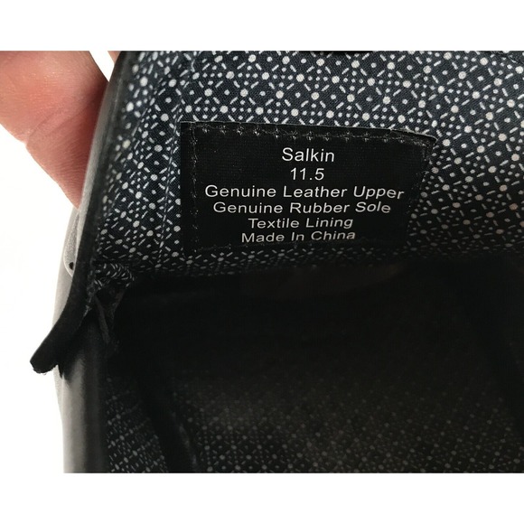 Aston Grey Salkin Black Leather Loafers Mens 11.5 Moc Toe Slip On Dress Shoes - Picture 10 of 16